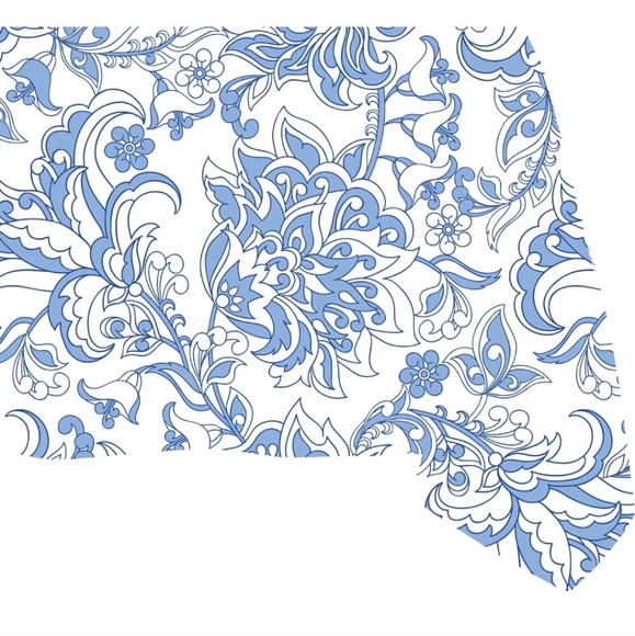 *🆕 Mindry Collections Spring Floral Blue and White Rectangle Tablecloth, NEW - Picture 4 of 9